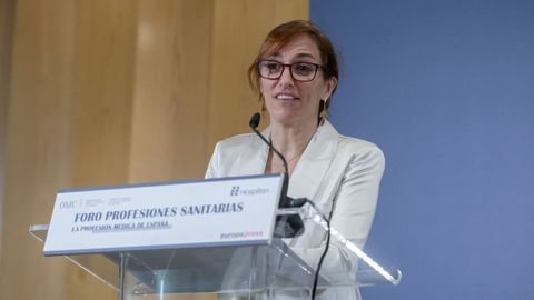 La ministra de Sanidad, Mnica Garca, durante el Foro Profesiones Sanitarias: La profesin mdica en Espaa, en el Hotel Hesperia Madrid , el pasado 16 de octubre.