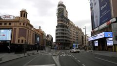 Plaza de Callao, en Madrid, sin tr�fico ni viandantes