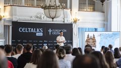 El t�cnico vigu�s Jonatan Gir�ldez, durante su charla en las Celtalks.