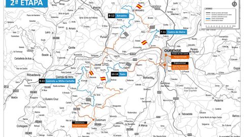Mapa segunda jornada Rali de Ourense 2024.