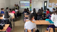 Alumnos del IES de Monelos durante el kahoot del concurso