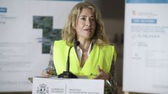 - La ministra de Transportes, Movilidad y Agenda Urbana, Raquel S�nchez, interviene durante su visita a las obras del soterramiento ferroviario de Langreo, este mi�rcoles en la estaci�n de tren de La Felguera