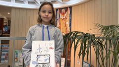 Hannah Carvajal Seidel, alumna cuarto de Primaria de Maristas Ourense, ganadora del concurso de dise�o de la camiseta oficial de Galiciencia 2026