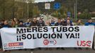 Corte de carretera por los trabajadores de Mieres Tubos