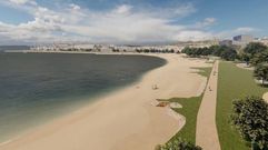 Recreaci�n virtual de la nueva playa en Caranza propuesa por el PP.