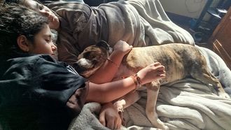 A las gemelas Ana Laura y Martina les encanta descansar con Capi en el sof� o la cama