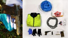 El arma de fuego y los objetos que llevaba el detenido