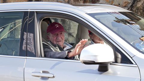 El rey emrito Juan Carlos I durante su ltima visita a Sanxenxo en mayo del 2022