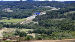 Obras del viaducto del ro Pambre de la A-54, que tendr una longitud de un kilmetro