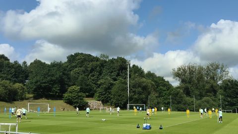 Entrenamiento del Oviedo, este miércoles en El Requexón