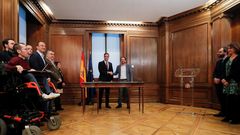 Todas las im�genes de la comparecencia de Pedro S�nchez y Pablo Iglesias