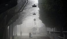 Amanecer nublado y fro en las calles de Ferrol