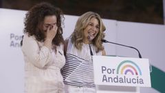 La candidata de IU a las andaluzas, Inmaculada Nieto (izquierda), junto a la vicepresidenta segunda, Yolanda Daz (derecha).