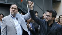 El presidente de ERC, Oriol Junqueras, junto al expresidente de la Generalitat Pere Aragon�s.