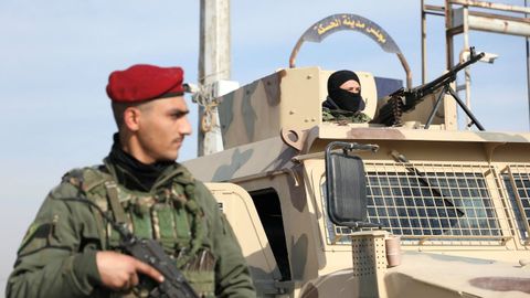 Miembros de las FDS kurdas en Hasaka, al este de Siria.