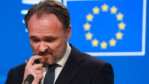 El comisario de Energ�a, Dan Jorgensen, en la rueda de prensa posterior a la teleconferencia con los ministros europeos este martes 31 de marzo.