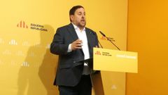 Oriol Junqueras, durante el discurso de apertura del consejo nacional de ERC en el 2016