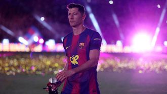 Lewandowski, tras ganar la Liga con el Barcelona.