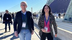 El presidente de la Xunta, Alfonso Rueda, y la secretaria general del PPdeG, Paula Prado, este s�bado en Valencia 