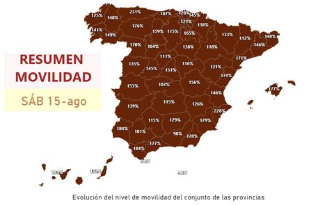 Entradas de movilidad interprovincial con el fecha 15 de agosto