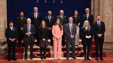 Foto de familia durante la recepci�n de los Premiados Princesa de Asturias 2026 en el Hotel de la Reconquista, a 23 de octubre de 2026, en Oviedo (Espa�a).