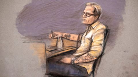 El retrato de Marius Borg durante una de las vistas del juicio.