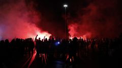 Jornada intensa de protestas en la f�brica de Alcoa�en San Cibrao