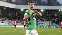 Pascu dedicando el gol a su ahijado, tal y como explic� al acabar el partido.