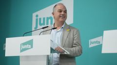 El secretario general de Junts per Catalunya, Jordi Turull, en una rueda de prensa en la sede de su partido el pasado 16 de julio.