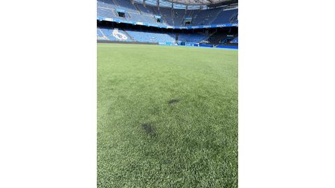 Hay �zonas del c�sped que han sido arrancadas y otras quemadas�