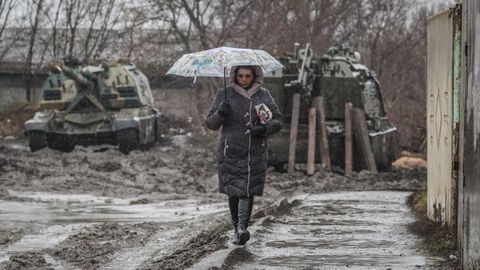 Tanques rusos en la regin de Rostov, en el suroeste de Rusia