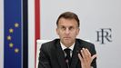 Macron, durante la videoconferencia este jueves con una docena de pa�ses europeos para abordar la protecci�n de los menores en el entorno digital.