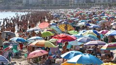 La playa de Silgar, en Sanxenxo, estaba abarrotada este 25 de julio