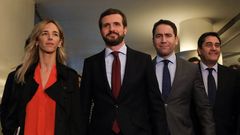�lvarez de Toledo, Casado, Garc�a Egea y Ech�niz a su llegada a la reuni�n plenaria del grupo parlamentario popular