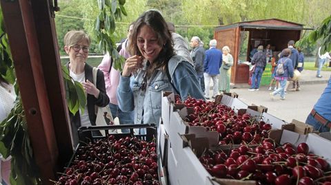 En la Festa da Cereixa e o Aceite de Ribas de Sil se pusieron a la venta cientos de kilos de cerezas