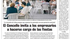 Una p�gina de La Voz publicada el 13 de junio de 1999 informaba sobre los planes del Ayuntamiento de Monforte para la organizaci�n de las fiestas patronales