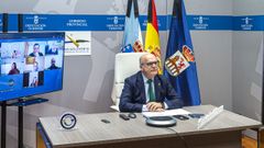 Jos� Manuel Baltar, en la reuni�n telem�tica en la fue designado presidente del Foro Termal