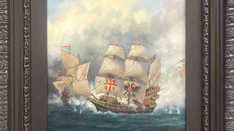 La obra de Ferrer-Dalmau expuesta en Ferrol recrea una de las grandes victorias de la Armada espa�ola.