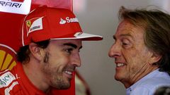 Fernando Alonso, con el presidente de Ferrari, Montezemolo