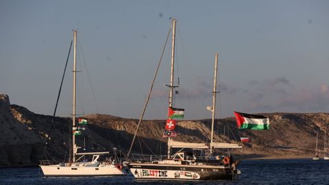 Veleros que forman parte de la Global Sumud Flotilla, en su travesa rumbo a Gaza.