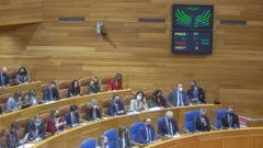 Pleno del parlamento con el resultado de la votaci�n en la pantalla.