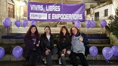 Organizadoras del FEMforte el d�a de la manifestaci�n del 8M de este a�o en Monforte.