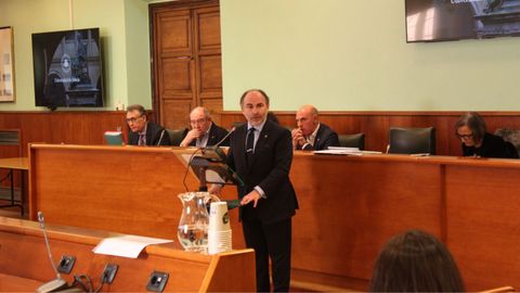 El rector de la Universidad de Oviedo, Ignacio Villaverde, en el consejo de gobierno de la instituci�n.

