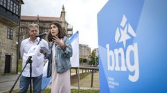 Miguel Anxo Fernndez Lores e Sabela Bar este sbado na presentacin dos actos do Da da Patria Galega