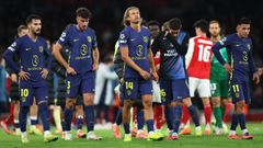 La plantilla del Atltico tras la abultada derrota contra el Arsenal.