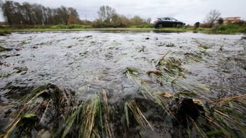 La crecida del r�o Cinsa dej� bajo el agua grandes zonas de terreno de Seoane y A Vide