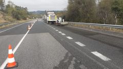 Obras de mejora del firme en el corredor, el pasado mes de agosto