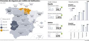 Donantes de �rganos por mill�n de habitantes