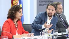 Maria Jes�s Montero, Pablo Iglesias y Jos� Luis �balos, en una imagen de archivo