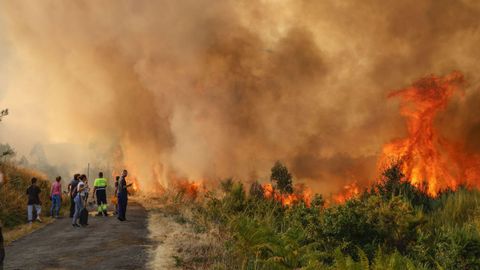 Incendio forestal en Meln, entre las aldeas de Quins y Vilaverde